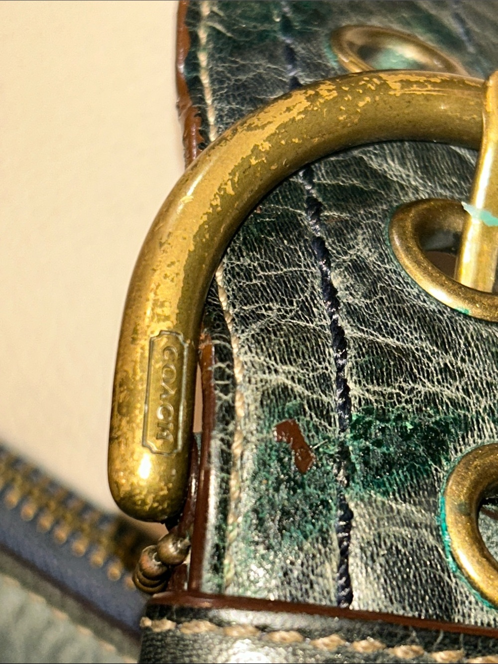 Coach RARE Mia Laced Studded Teal Leather Shoulder Hobo - Picture 17 of 17
